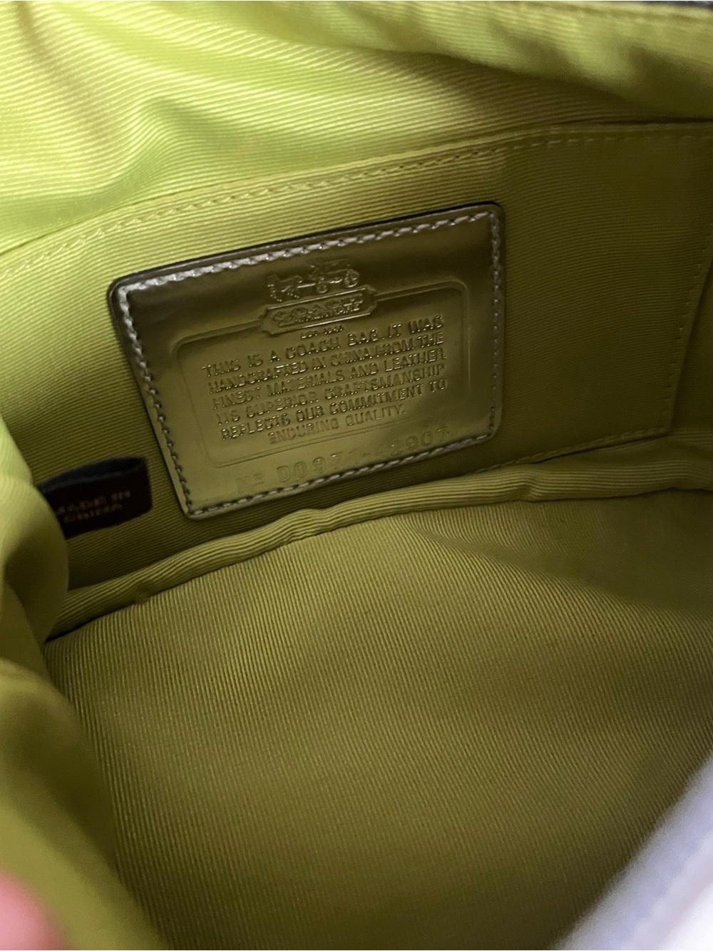 Coach Op Art Gray 🩶💚 Lime Signature Jacquard Mini Shoulder Bag Y2K, EUC - Picture 9 of 13